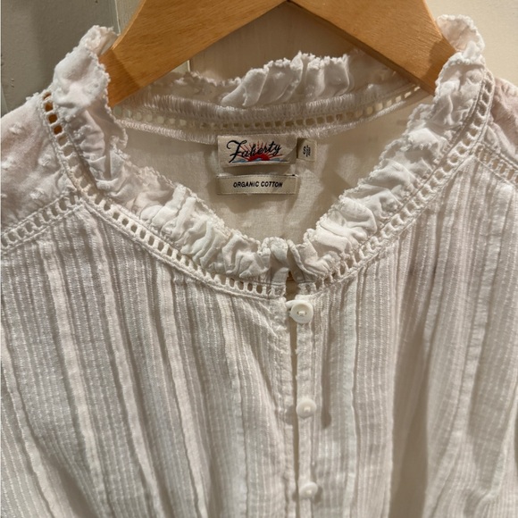 Faherty Willa Button Front Peasant Blouse Top White NWT Size S - Picture 3 of 8